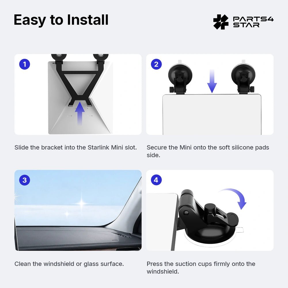 Starlink Mini Dashboard & Windshield Suction Cup Mount with Dual Suction Cups - Parts4Star