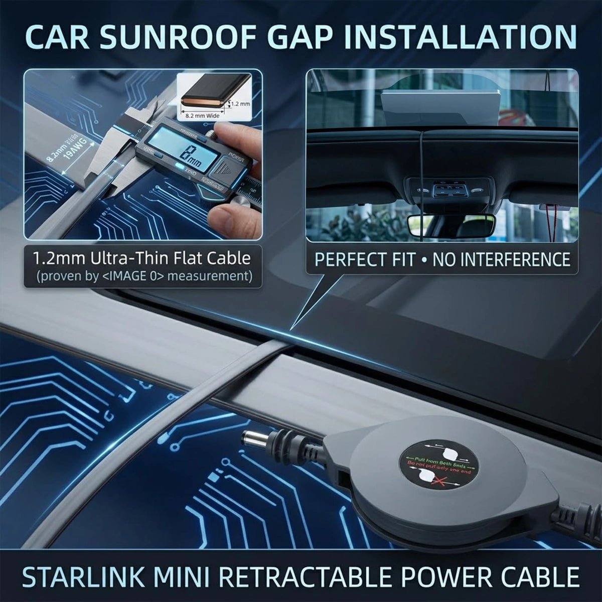 Starlink Mini Retractable Flat Power Cable - Parts4Star
