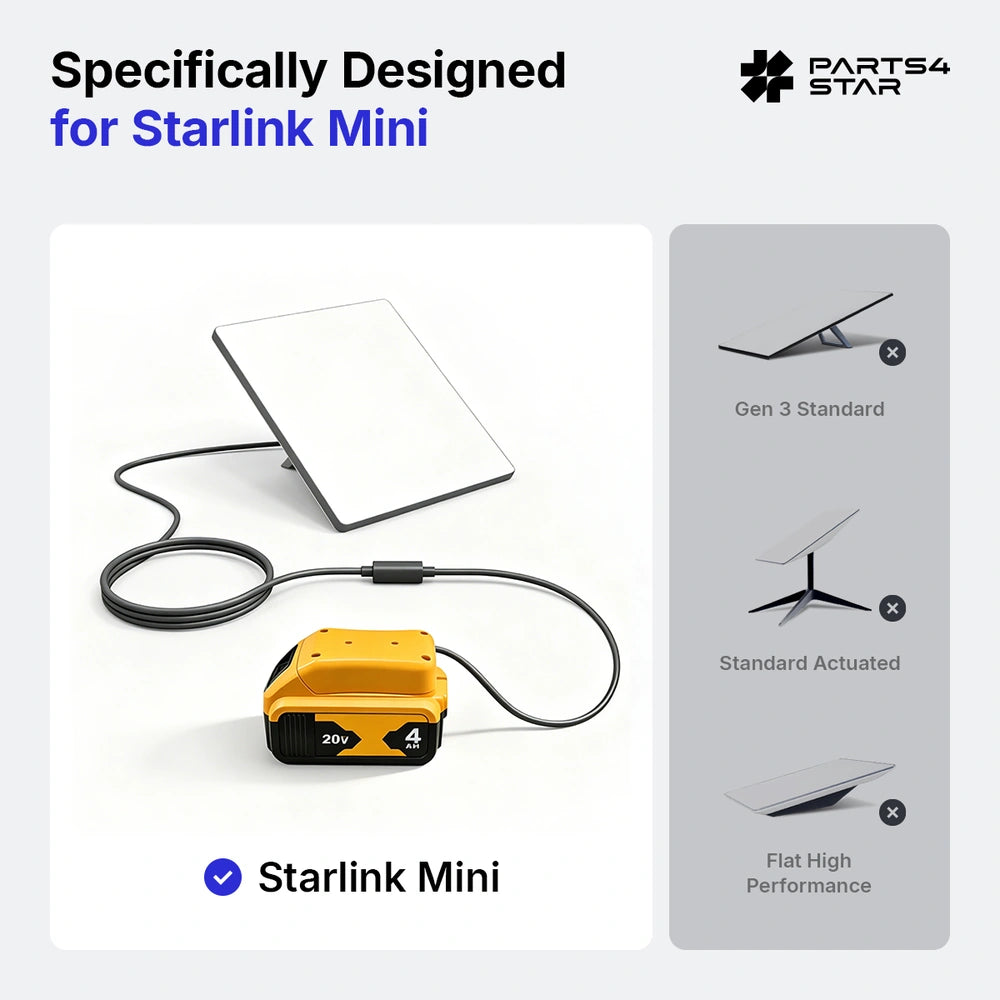 Starlink Mini setup with DeWalt battery adapter