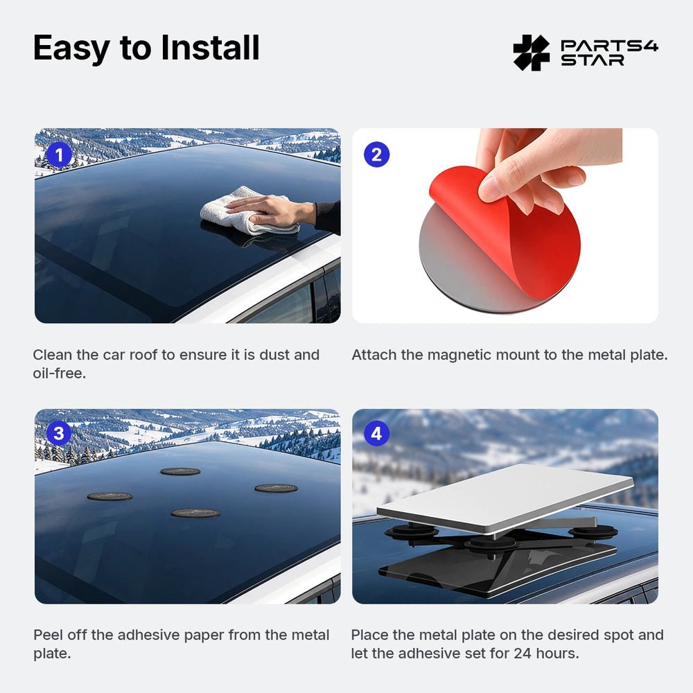 Starlink Mini/Gen 3 Adhesive Magnetic Mount Plates 4PCS for Standard 4/4X, Aluminum, Glass & Fiberglass Roofs - Parts4Star
