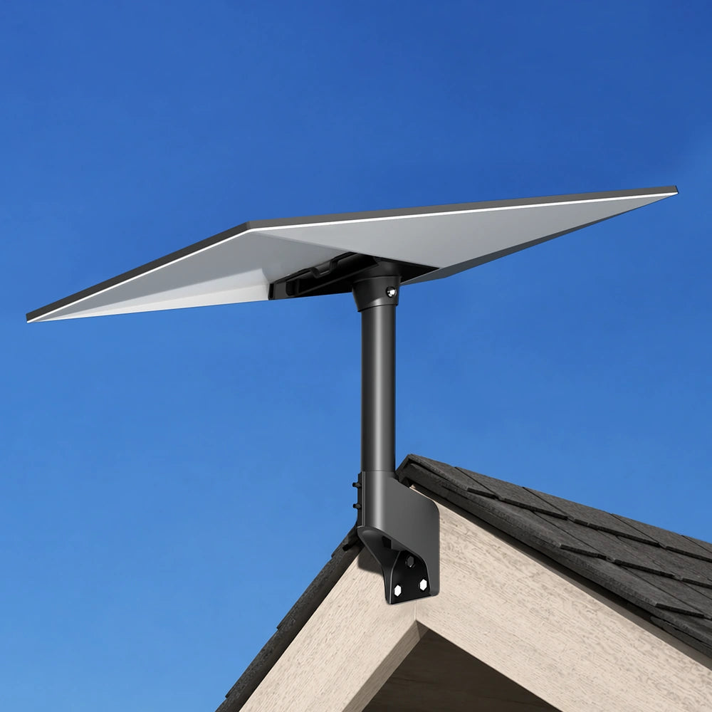 Starlink mount installed on a roof with blue sky background
