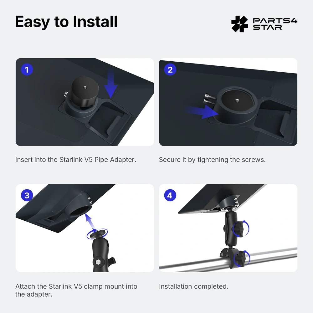 Starlink V5 Adjustable Clamp Mount Kit With 1/4"-20 and 3/8"-16 Threads - Parts4Star