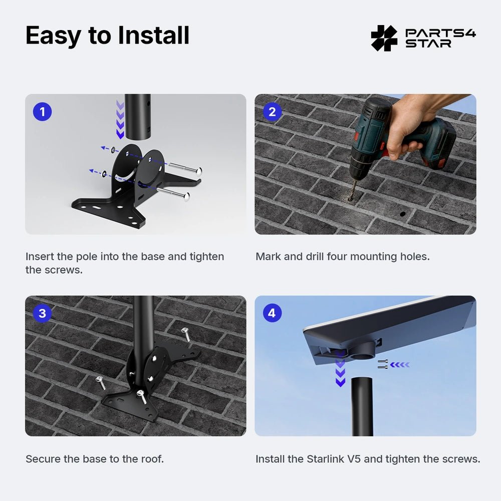 Starlink V5 Adjustable Roof Pole Mount Kit - Parts4Star