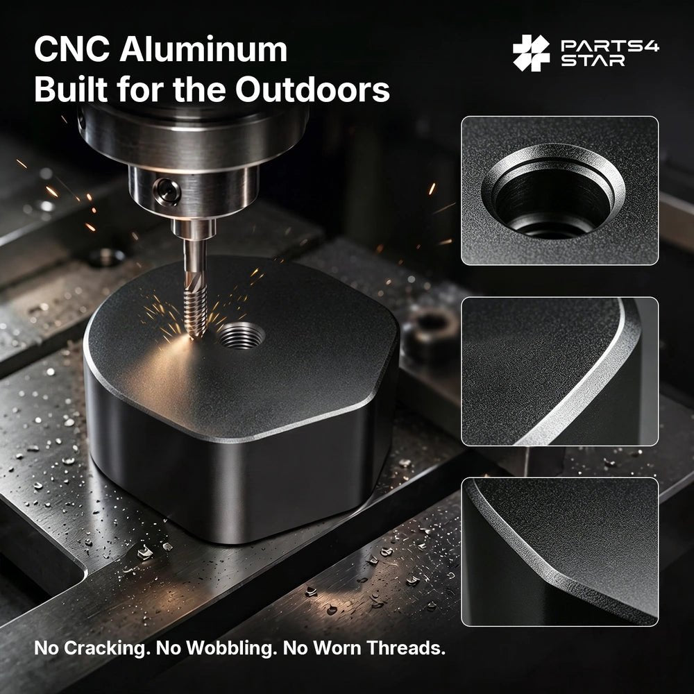 Starlink V5 Tripod Mount Adapter for Original Pipe Adapter - CNC Aluminum, 1/4"-20 & 3/8"-16 Threads - Parts4Star