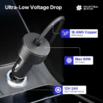 Starlink Mini 12V–24V Car Charger with DC Power Cable, Cigarette Lighter to DC Cord, Starlink Mini Accessories - Image 4